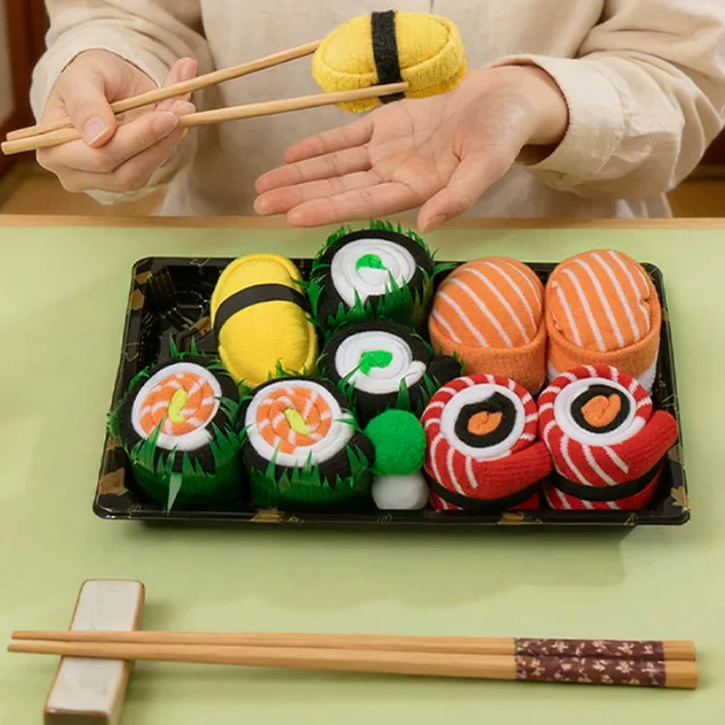 Calcetines de Salmón para Sushi, Caja de Regalo Creativa con Simulación de Comida para Amigos, Regalo de Broma Divertida, Calcetines de Algodón Puro