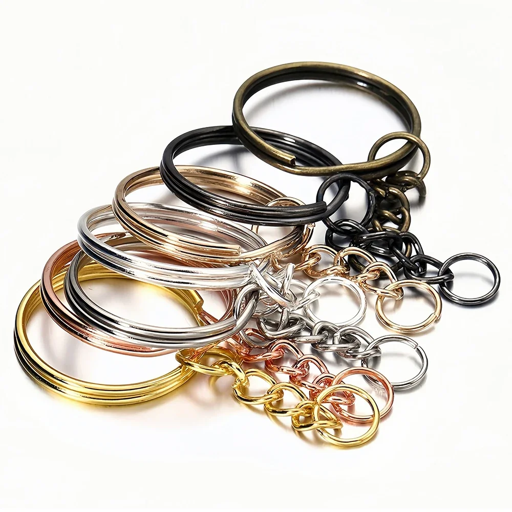 5Pcs Key Ring Key Chain Round Split Keyfob Keyrings With Jump Ring for Keychain Pendants DIY Jewelry Making Accessories