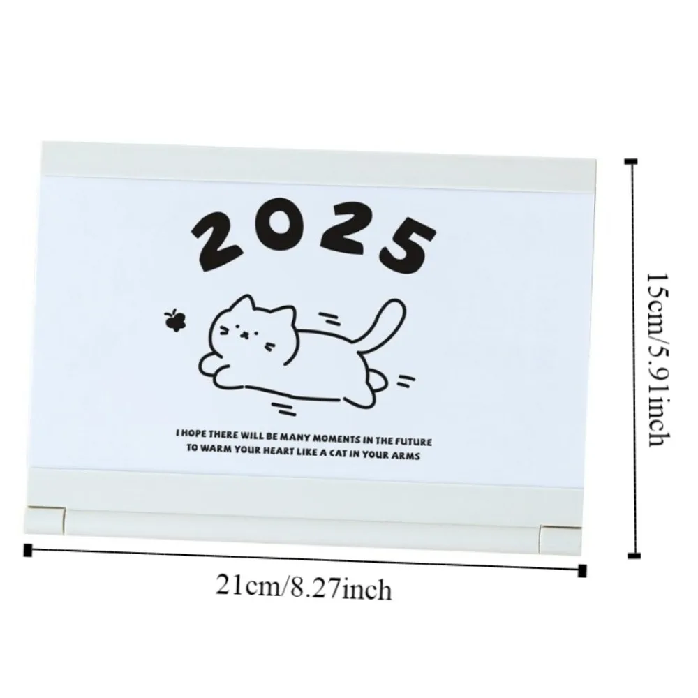 Creative 2025 Cat Desk Calendar Stand with Base Card Insert Design Tabletop Schedule To Do List Paper Craft Monthly Calendar