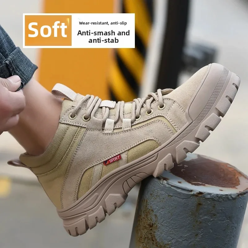 جلد البقر المدبوغ الرجال أحذية حماية العمل جلد البقر المدبوغ أحذية سلامة العمل غطاء صلب لأصبع القدم غير قابل للتدمير المضادة للانزلاق الذكور الأحذية