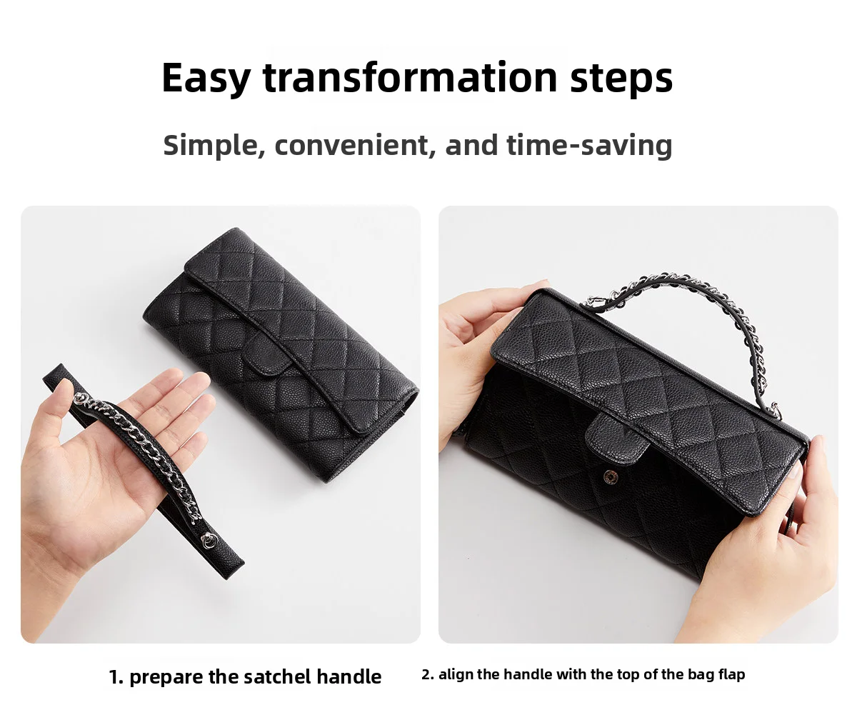 Cowhide Leather Chain Top Handle,Wear-through Handle Replacement Accessories Compatible with WOC Wallet On Chain Bag