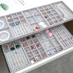Velvet Jewelry Display Stackable Exquisite Jewellery Holder Portable Ring Earrings Necklace Organizer Box organizator