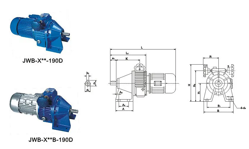 JWB-X0.37B-9D With Motor YS7124 0.37KW  220/380V 60HZ  1680 RPM Endless speed change machine transmission motor reducer