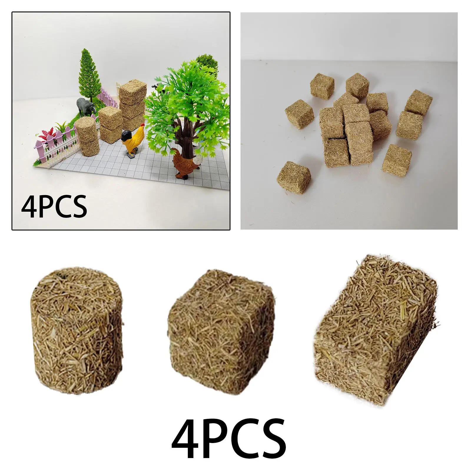 4Pcs Mini Hay Bales Miniature Portable Multifunction Simulated Haystack for