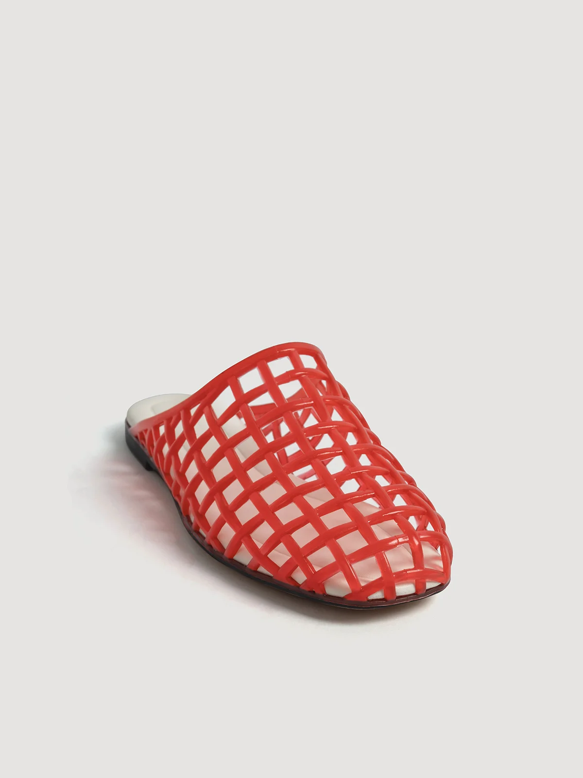 

Smile Circle Women’s Jelly Mule Sandals Geometric Cut-Out PVC Slip-On Flats for Summer