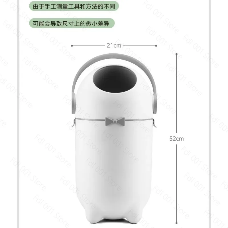 Diaper Disposal Bin Large Capacity Odor Proof Nappy Trash Can With Quiet Closing White Nursery 15L