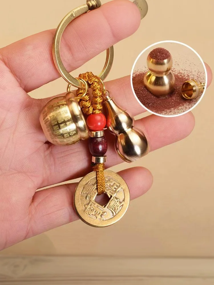 Chinesischer Feng-Shui-Kürbis-Schlüsselanhänger mit fünf Kaiser-Geldscheinen, Glücksbringer, kreativer Reichtums-Schlüsselring, Taschenanhänger für Zuhause, Büro, Frauen und Männer. – Detail 9