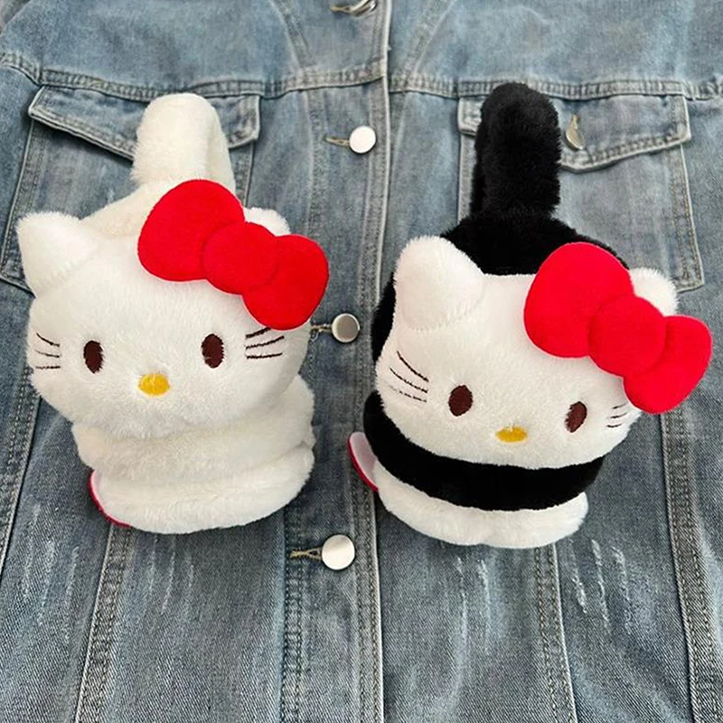 Cartoon Sanrio Plush Earmuffs Cute Bow Hello Kitty Girl Ear Warmth Supplies Autumn Winter Warm Windproof Ear Protection Earmuffs