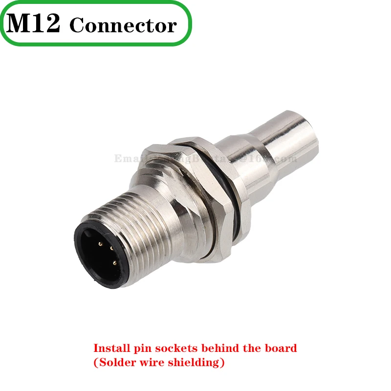 Solder Type M12 Front Fastened Nut Bulkhead 4 5 8 12 17 Pins B C D Coding Male Female Panel Mount Connectors