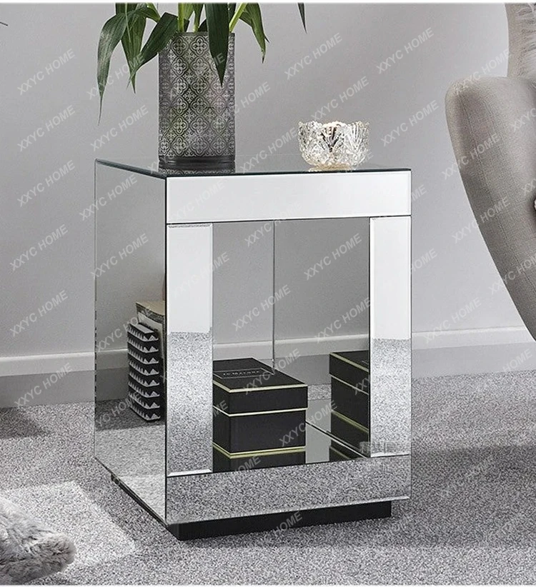 

Зеркальный угловой столик для небольшой квартиры, современный, простой, придиванный столик, журнальный столик