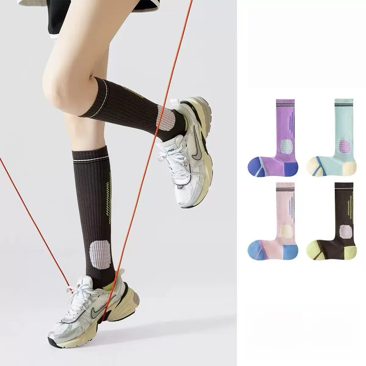 

Professional fitness pressure socks for women, long tube compression running basketball skipping rope fitness calf socks leg ela