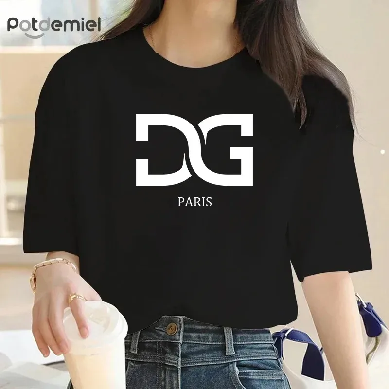 2024 Summer Simple Streetwear Plus Size Women's T-shirt Hot-selling Letter Print Top New Summer Round Neck Short-sleeved T-shirt