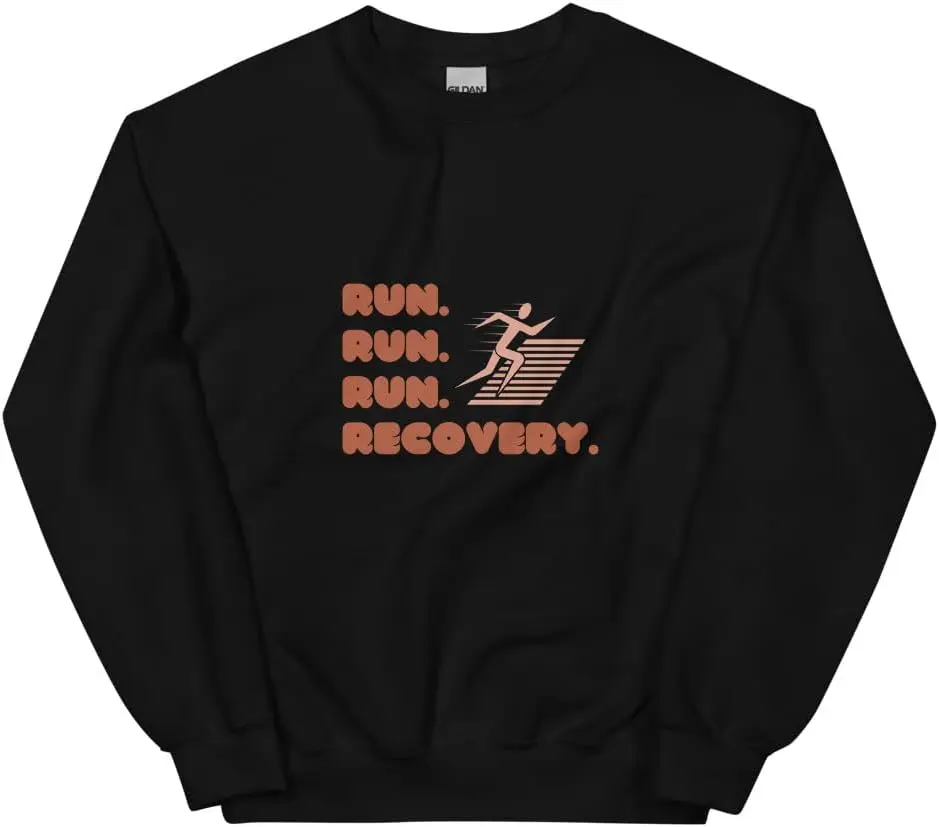 

RUNNERS Unisex Sweatshirt Retro vibes RED font graphic | Run Recover Repeat Unisex Long Sleeve Pullover Cotton Blend