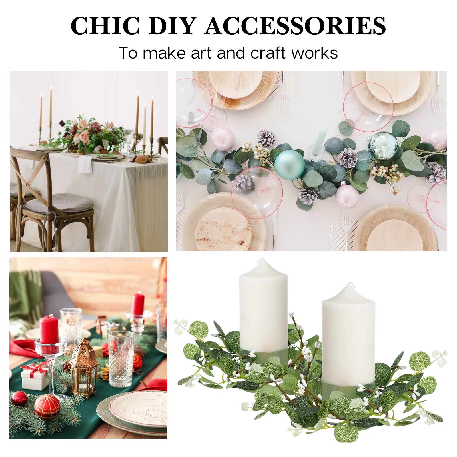 

4 Pcs Dried Simulated Eucalyptus Table Wreath Wreaths for Kitchen Cabinets Decor