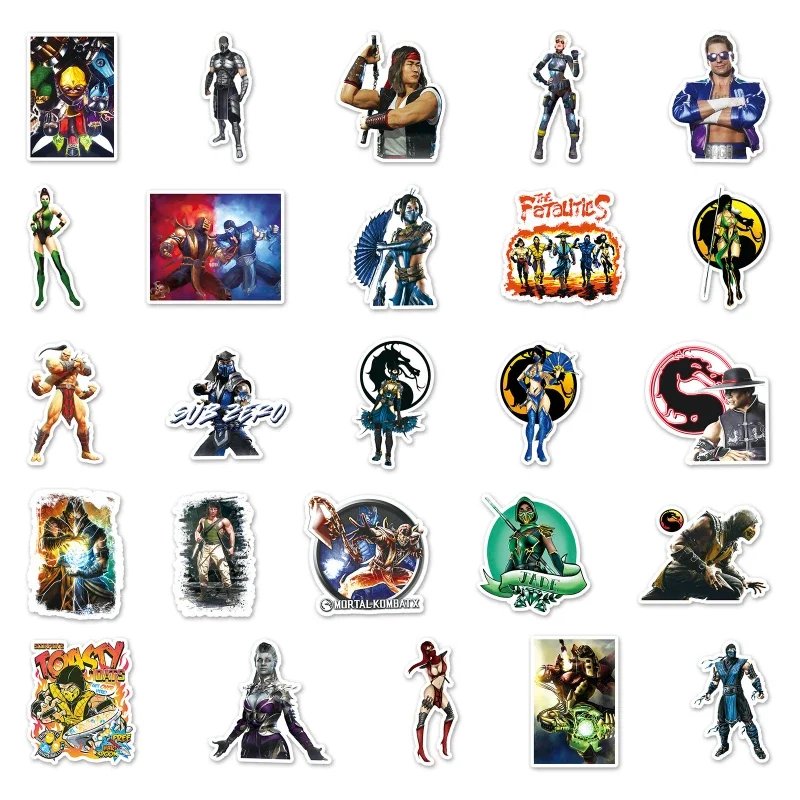 50/30/10PCS Liu Kang Raiden Scorpion Popular Game Surrounding Graffiti Stickers Handbook Luggage Waterproof Decorative Stickers