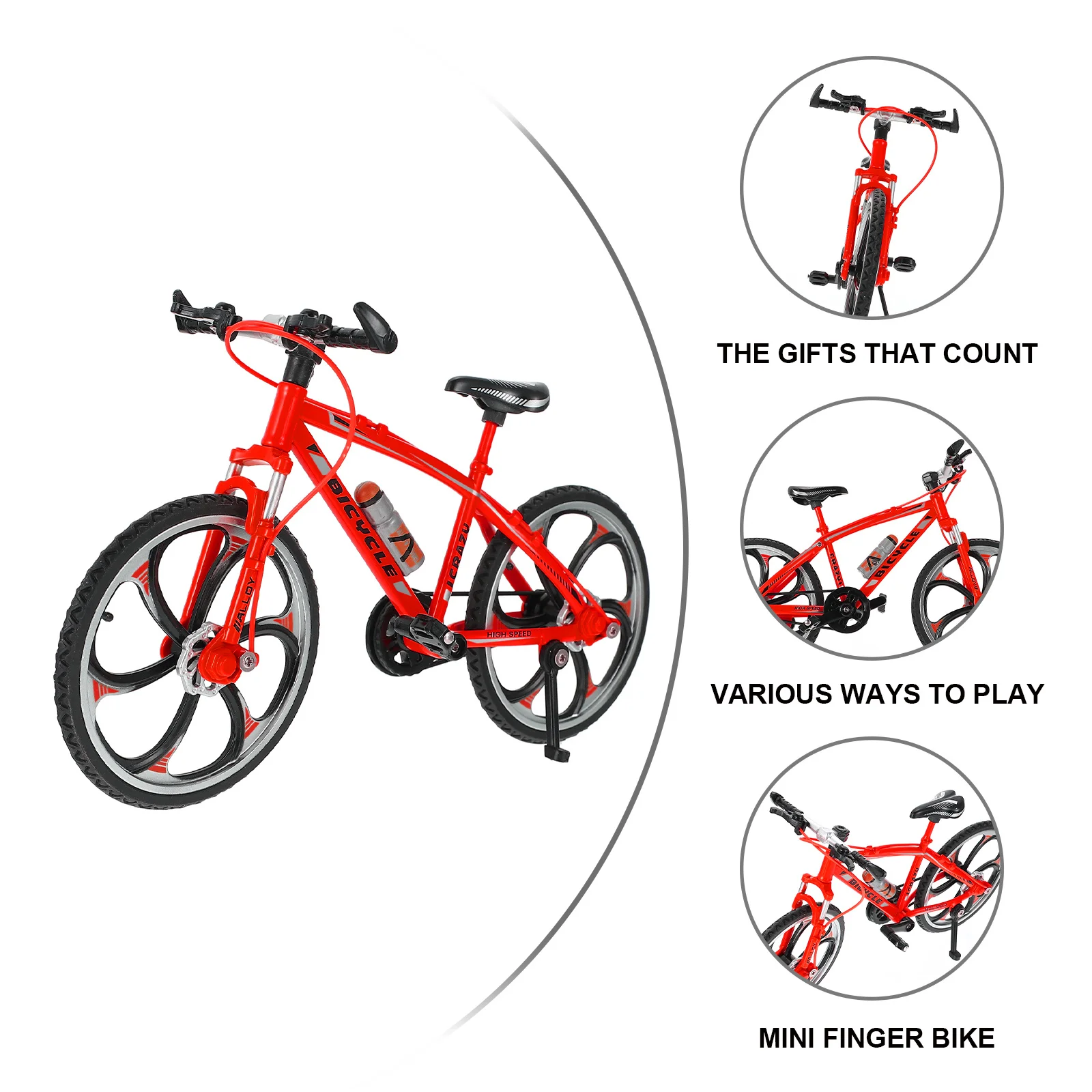 دراجة إصبع محمولة صغيرة من خليط معدني بأطراف الأصابع للأطفال والكبار هدية لتخفيف التوتر وحفلات أعياد الميلاد لعبة تدريب الأصابع لسطح المكتب