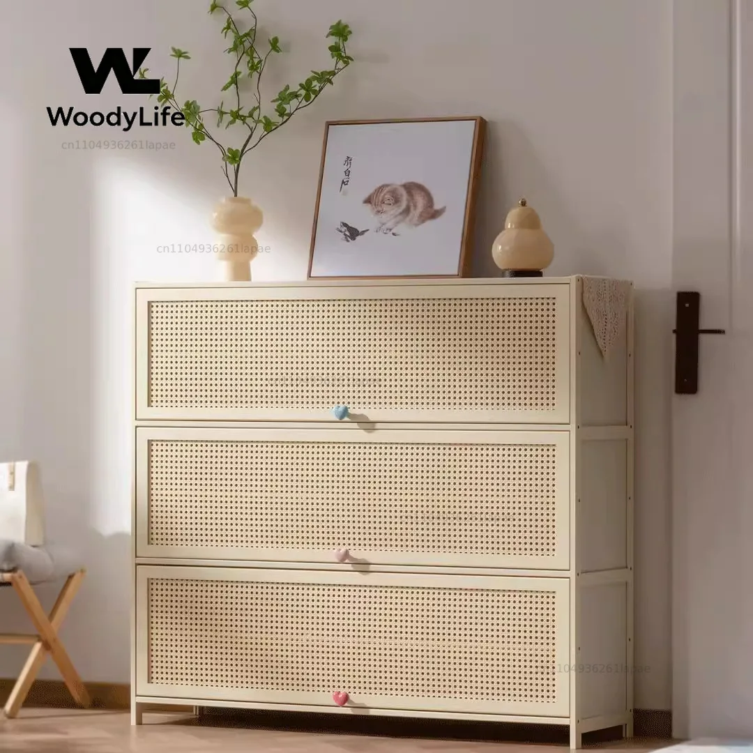 Cream Wind Dopamine Shoe Cabinet Household Simple Door Multi-layer Dust Storage Shoe Rack