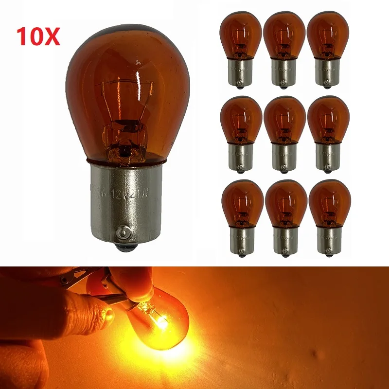 10x S25 Bulb Ba15s 12v 21w 382 P21w 1156 Clear/amber/red Color 1157 Bay15d Auto Stop Glass Bulb Car Brake Lamp