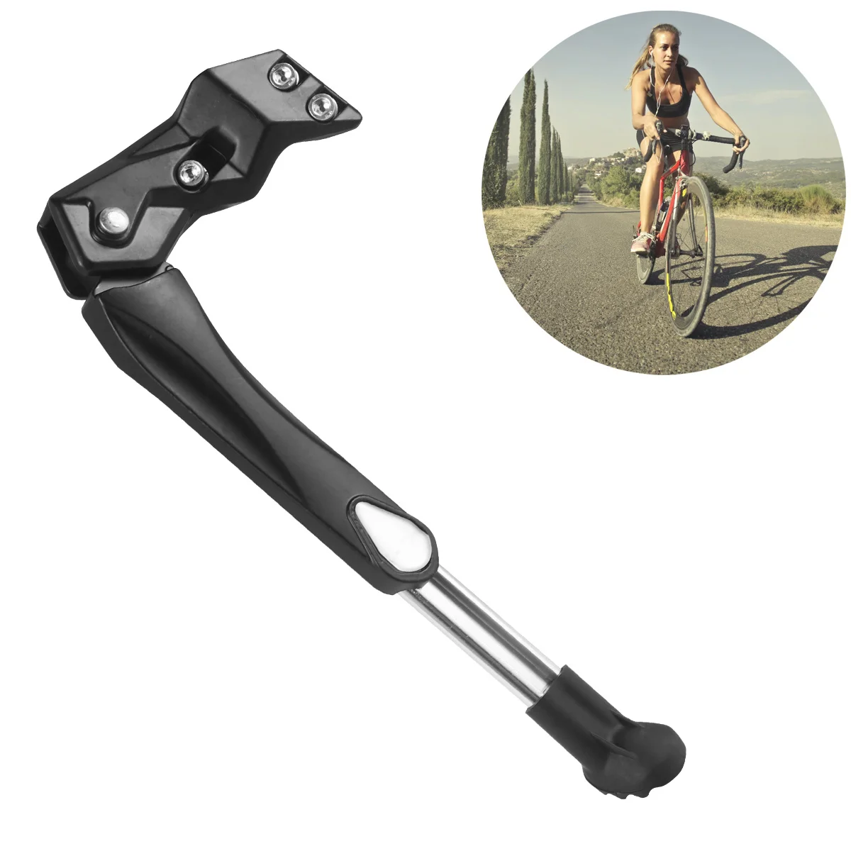 

Aluminum Alloy Black Foot Side Support Kickstand for Mountain Road Bikes Non Slip Bike Kickstand Riding Supplies