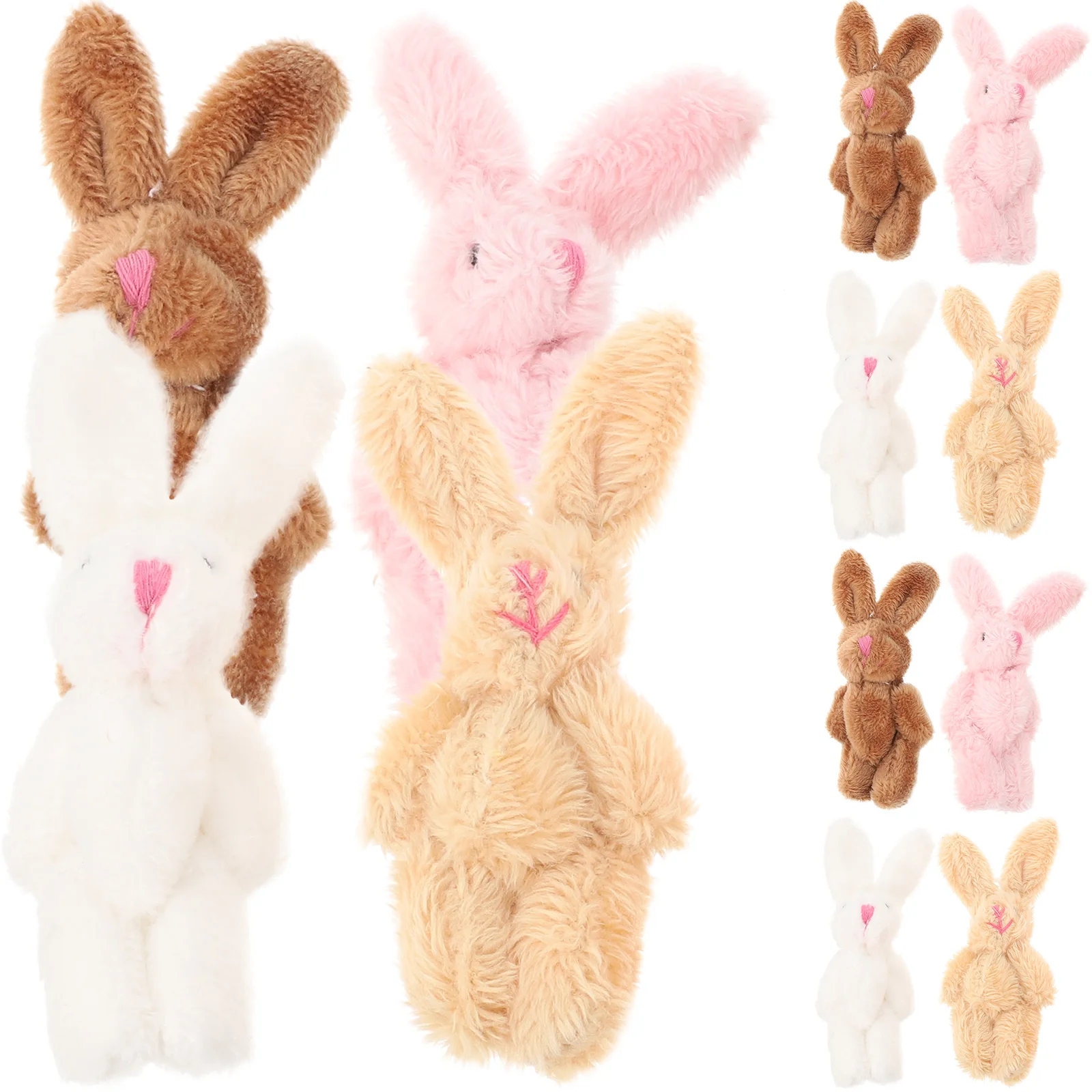 20 piezas de conejito de peluche, muñecos de bebé, decoraciones temáticas de cumpleaños, Mini conejitos de Pascua, animales colgantes pequeños