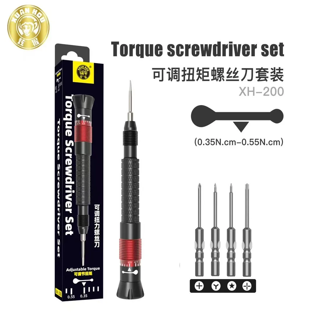 

XUANHOU XH-200 Набор отверток с регулируемым крутящим моментом и 1,2 2,5 Phillips/0,8Torx/0,6Y, 4 шт., отвертка для ремонта iPhone, инструмент
