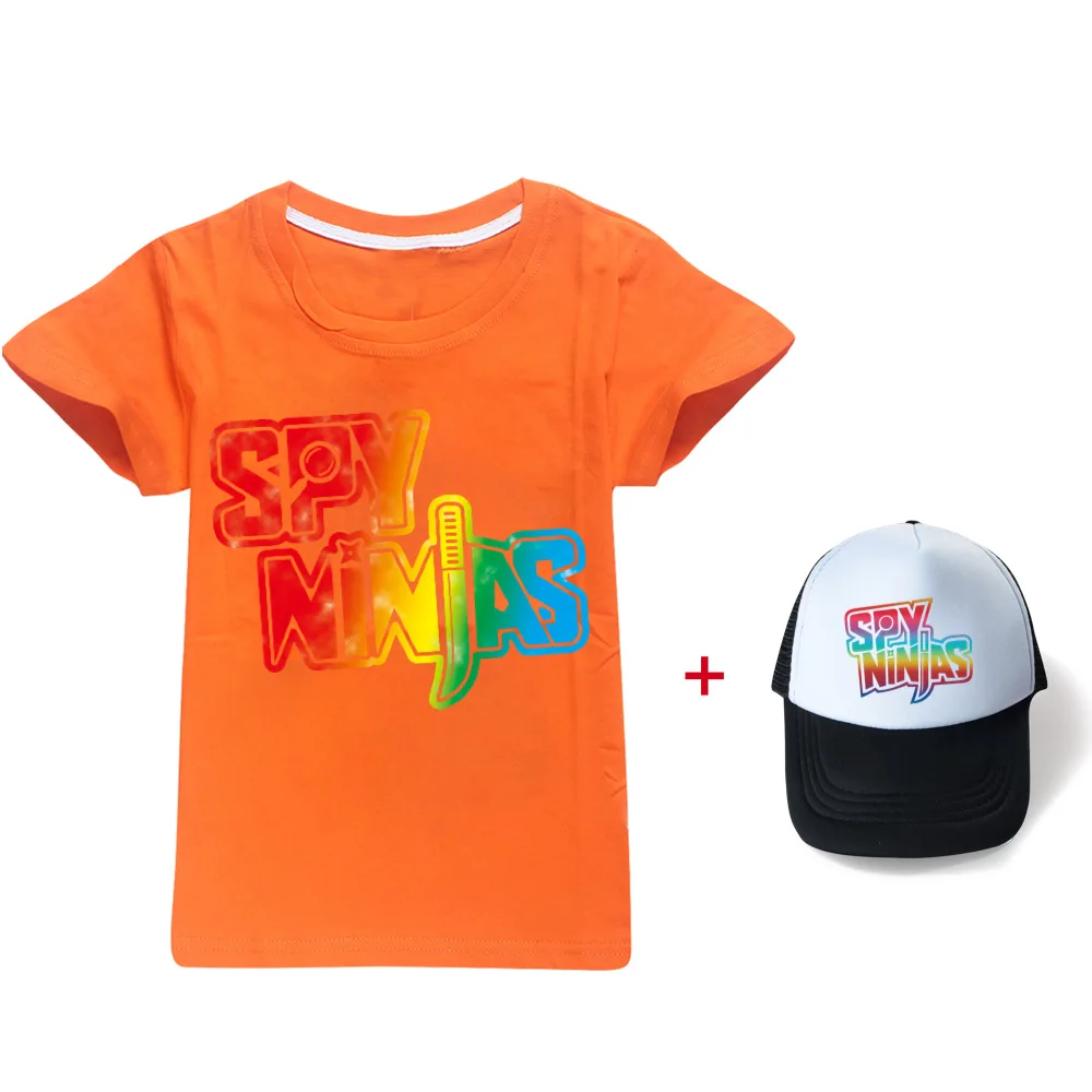 

SPY NINJAS Kids Clothes Cotton Short-sleeved T-shirts Children Sweatshirt Cartoon Teenager Tops Tees Boys Girls Clothing+cap