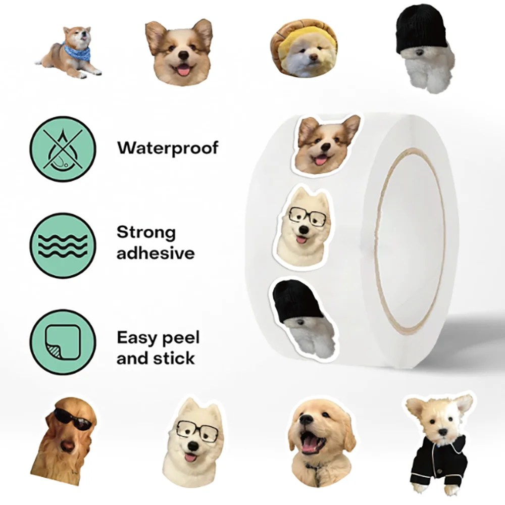 

500pcs Cute Dog Stickers DIY Aesthetic Handbook Materials Decoration Sealing Stickers