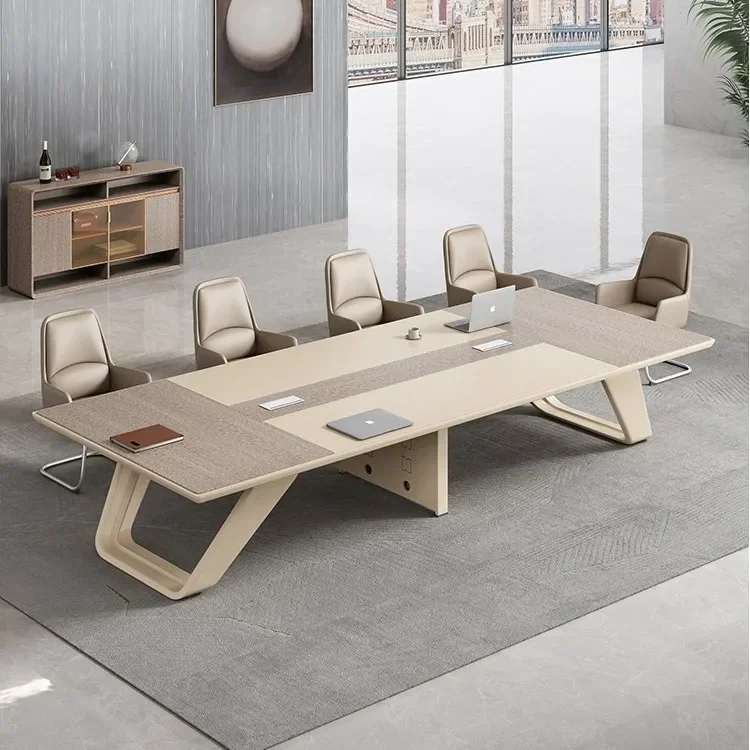 Premium Large light luxury paint conference simple modern conference room, office table and chair combination negotiation table