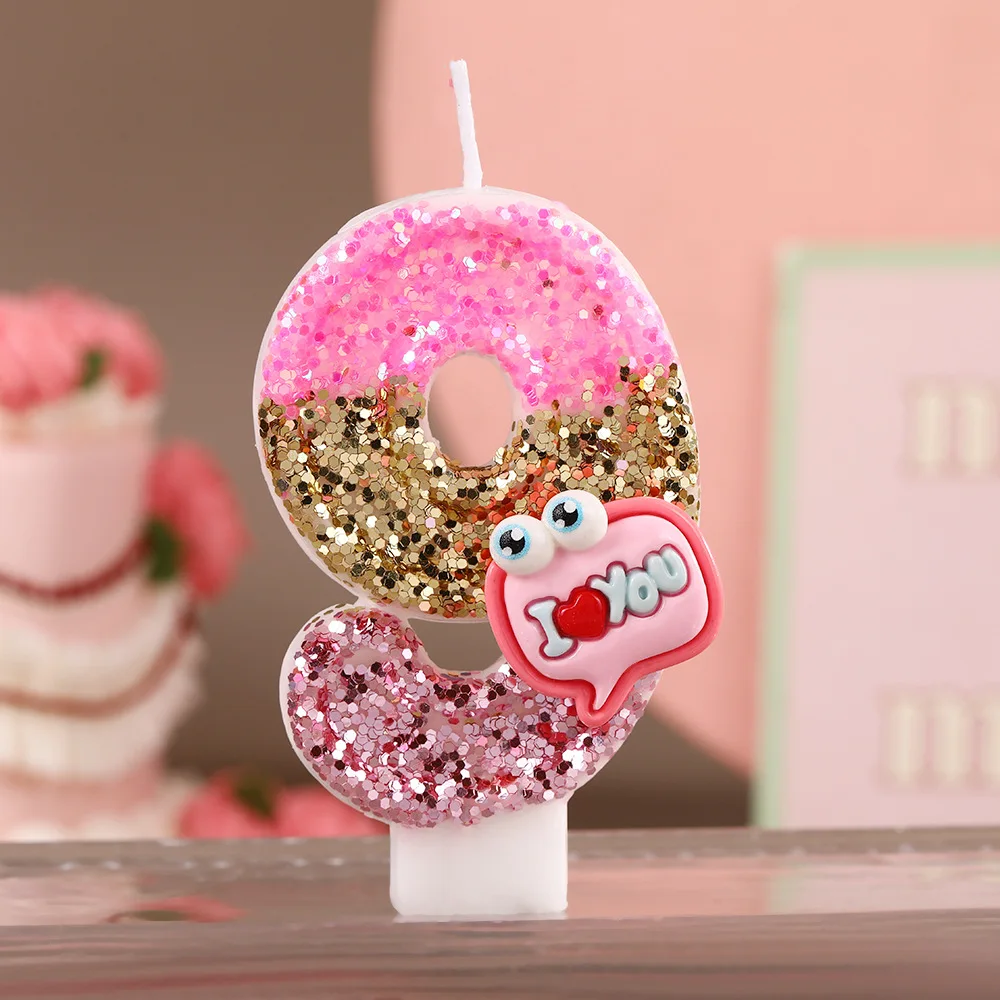 Creative Three-color Glitter Children's Number Candle Birthday Cake Cute Decoration Insert