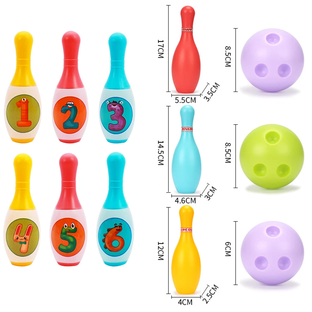 Juego de bolos para niños, juguetes educativos para niños pequeños, aprendizaje de números de animales, juegos deportivos para interiores y exteriores, regalo para bebés