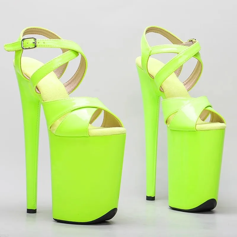 

Peep Toe 23CM/9inches PU Upper Plating Platform Sexy High Heels Sandals Pole Dance Shoes 034