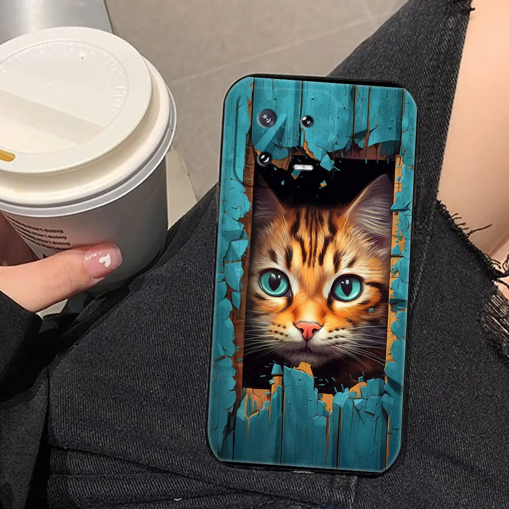 Cute Detection Cat Phone Case For Xiaomi 13 12 12T 11 11T 9 LITE POCO F6 F5 F4 F3 M5 M4 M3 X5 X4 X3 GT Silicone Case Funda Shell