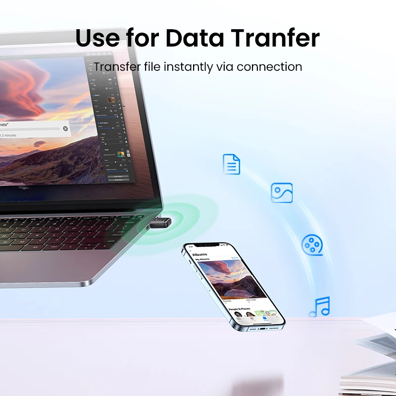 UGREEN USB بلوتوث 5.0 محول استقبال الارسال EDR دونغل لأجهزة الكمبيوتر اللاسلكية نقل سماعة رأس مزودة بتقنية البلوتوث مكبرات الصوت الماوس