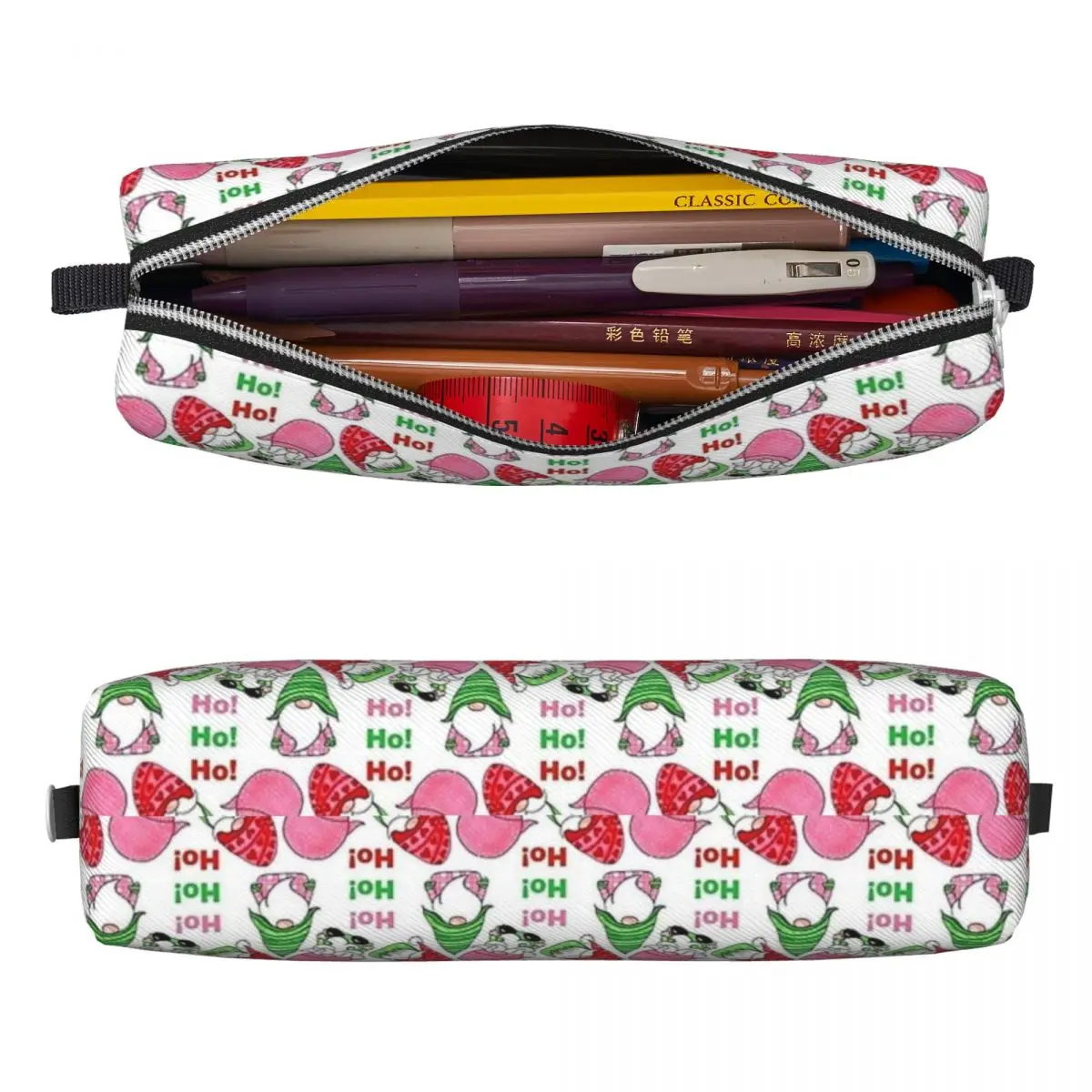 Vintage Pencil Case Cute Christmas Gnomes Ho Ho Pencil Box School Pencil Cases Boy Girl Zipper Graphic School Stationery