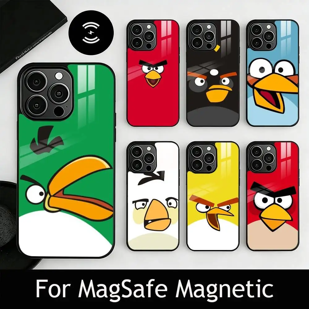 

Funny Cartoon A-Angry B-Birds Phone Case For iPhone17,16,15,14,13,12,11 Plus,Pro Magnetic For Magsafe Wireless Charging