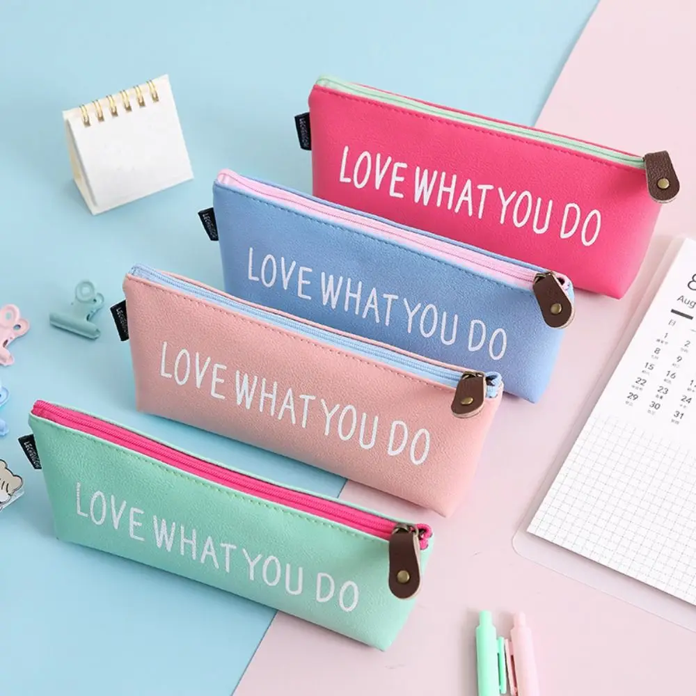 

Милая однотонная сумка для ручек из искусственной кожи, многофункциональная сумка для хранения ручек, большая вместительная пенал, школьные и офисные принадлежности