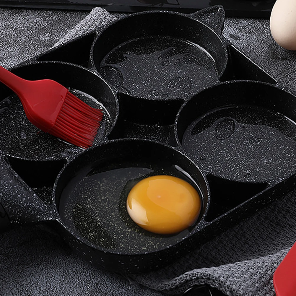 

Four Hole Frying Pan Nonstick Egg Pans Aluminum Alloy Plastic Material Easy Wash Breakfast Skillet Cookware Kitchen Accessory