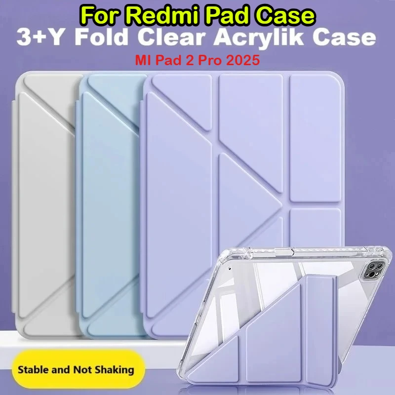 

2025 для Xiaomi MiPad Redmi Pad 2 Pro 12,1-дюймовый чехол из искусственной кожи с Y-образной подставкой Redmi Poco Pad Pro 12,1-дюймовый чехол для планшета со слотом для ручки