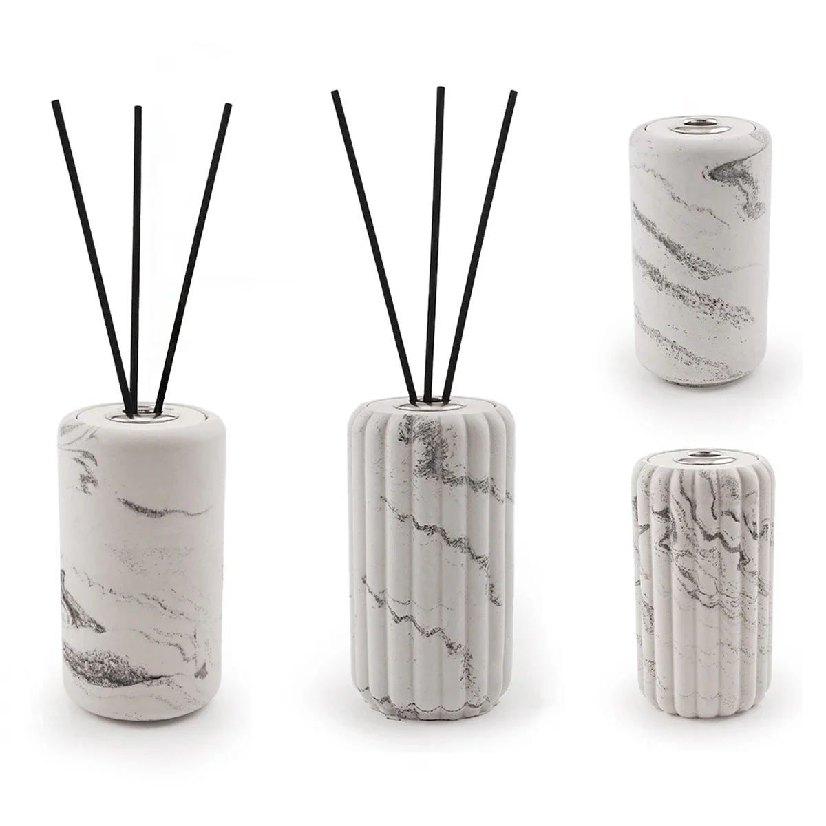 Cylindrical Aromatherapy Vase Mold Stripe Style Aromatherapy Volatile Container Incense Jar Silicone Mold DIY Handmade Home Deco