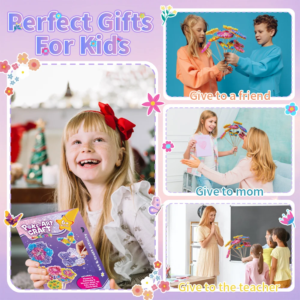 Poke Flower Art Creative Toys for Children and Girls DIY Handmade Puzzle Gift Toys