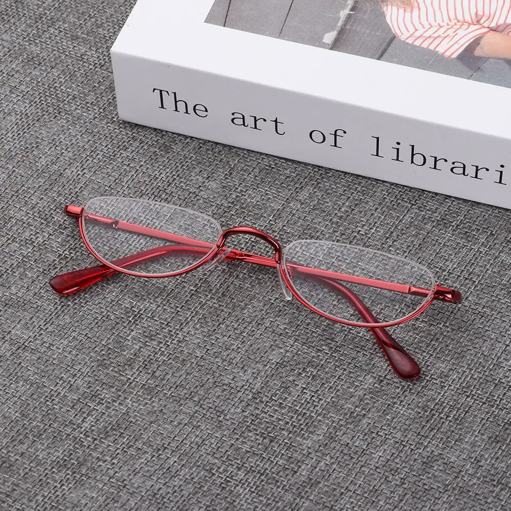 1Pc Half Frame Metal Spring Hinge Reading Glasses Semi-rim Halves Ultra Light Resin Eyeglasses Vision Care +1.00~+4.0 Diopter