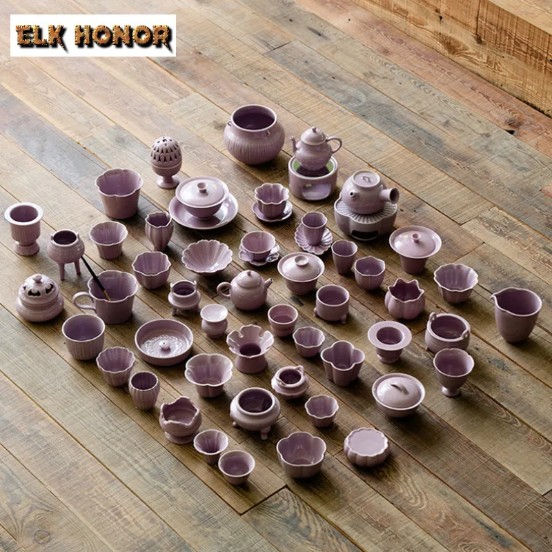 الأرجواني تنقش حامل البخور ضباب التدخين البواخر البخور المشتعلة مبخرة طقم شاي صيني اكسسوارات الحلي