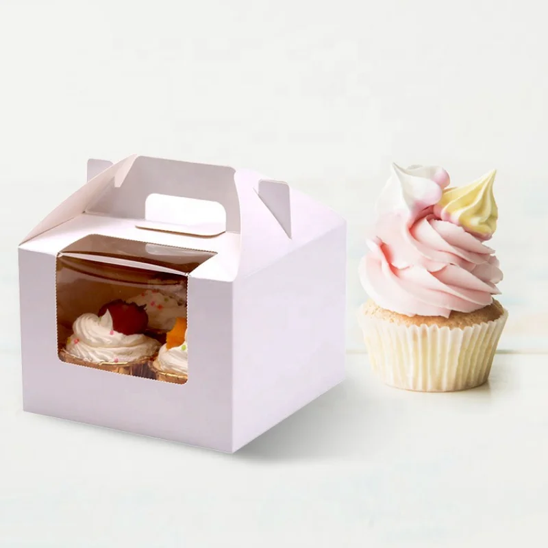 Customized productPortable Muffin Box Paper Cup Cake Packaging Box Transparent Mousse Dessert Baking Packaging Box With Window