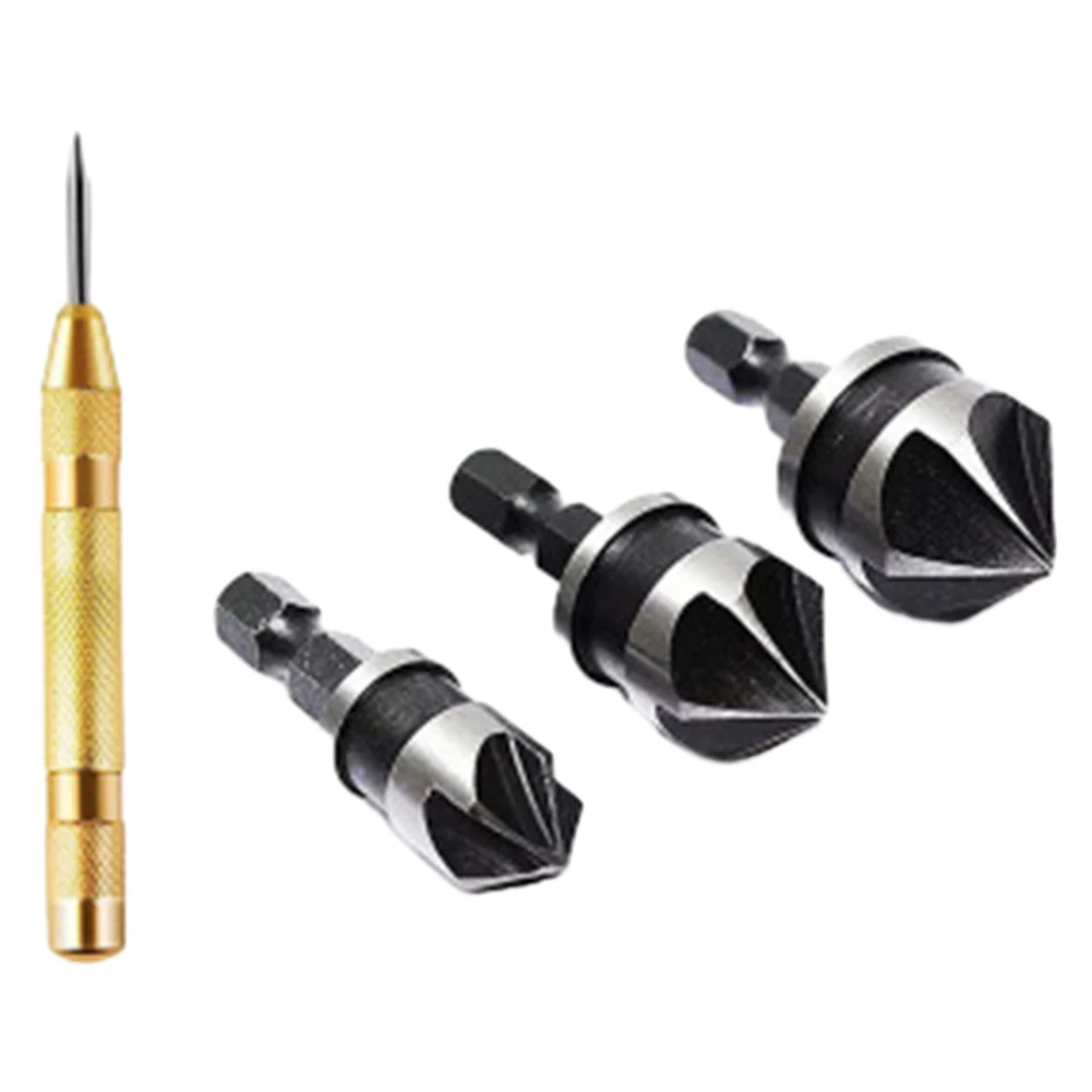 

Screwdriver Bit Countersink DrillBit Center Punch Reliable 90 Degree Countersink Chamfer Drill Bit for Woodworking Projects