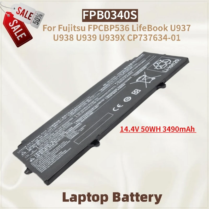 

Аккумулятор для ноутбука FPB0340S 14,4 В 50 Втч 3490 мАч для Fujitsu FPCBP536 LifeBook U939 U939X U937 U938 CP737634-01 Совершенно новый, высокое качество