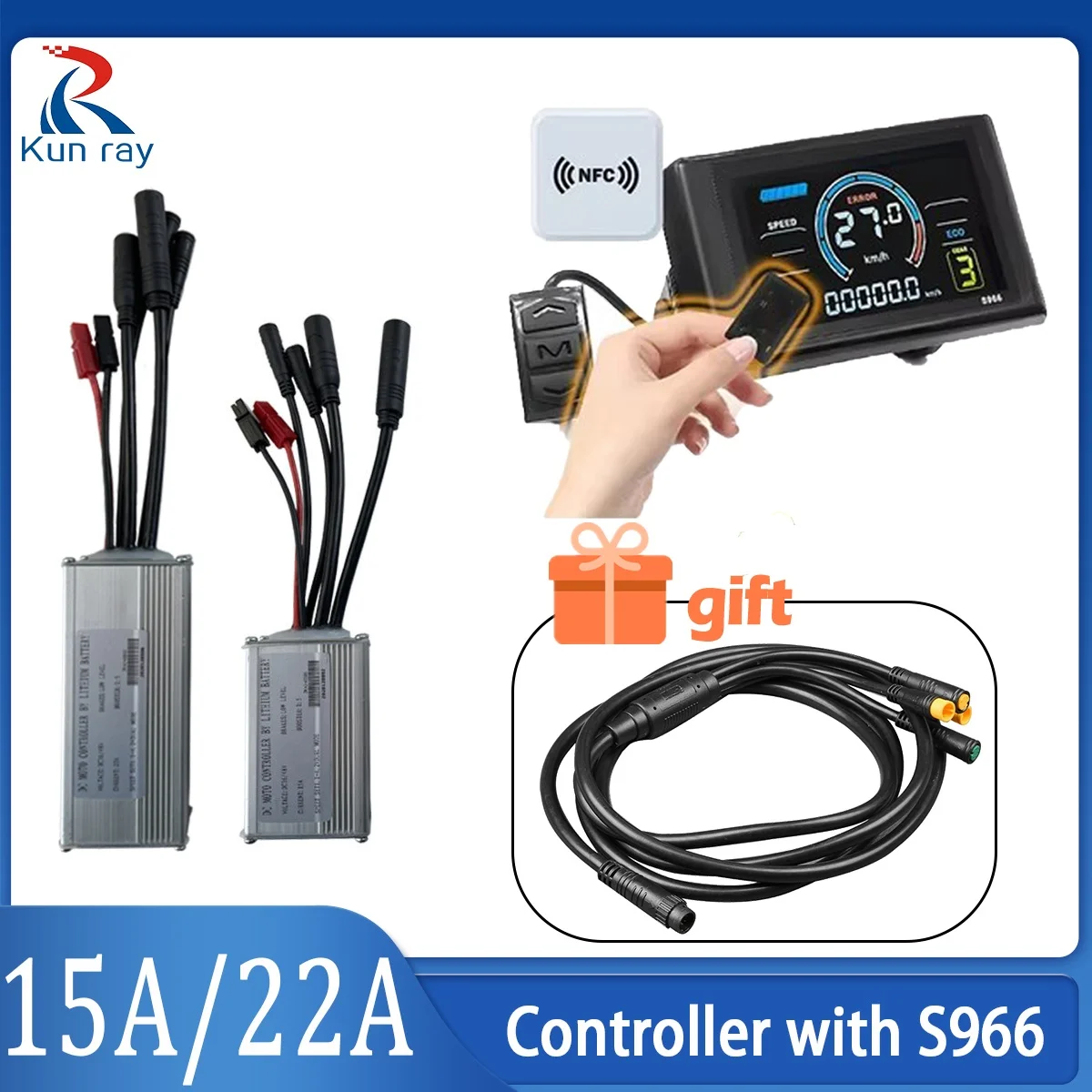 

24V-72V Electric Bicycle S966 NFC LCD Color Display WP Connector Brushless Controller Kit Cycling Accessories