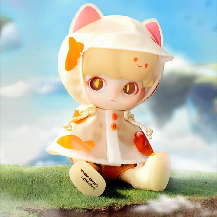 Raincoat Cat DIMOO Movable Doll BJD Action Figure Ornaments Original Genuine Collection Kitty DIMOO Model Doll Toys Gift for Kid