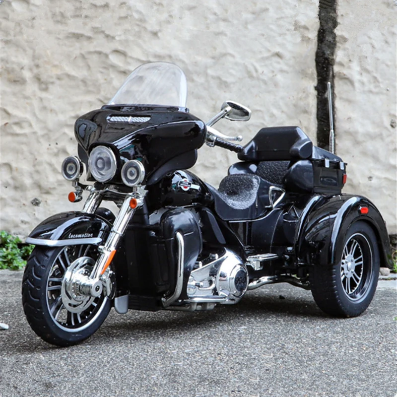 

Классическая трехколесная модель мотоцикла CVO Tri Glide из сплава в масштабе 1:9, модель для отдыха и улицы, модель мотоцикла со звуком и искусственными цифрами, подарки для детей