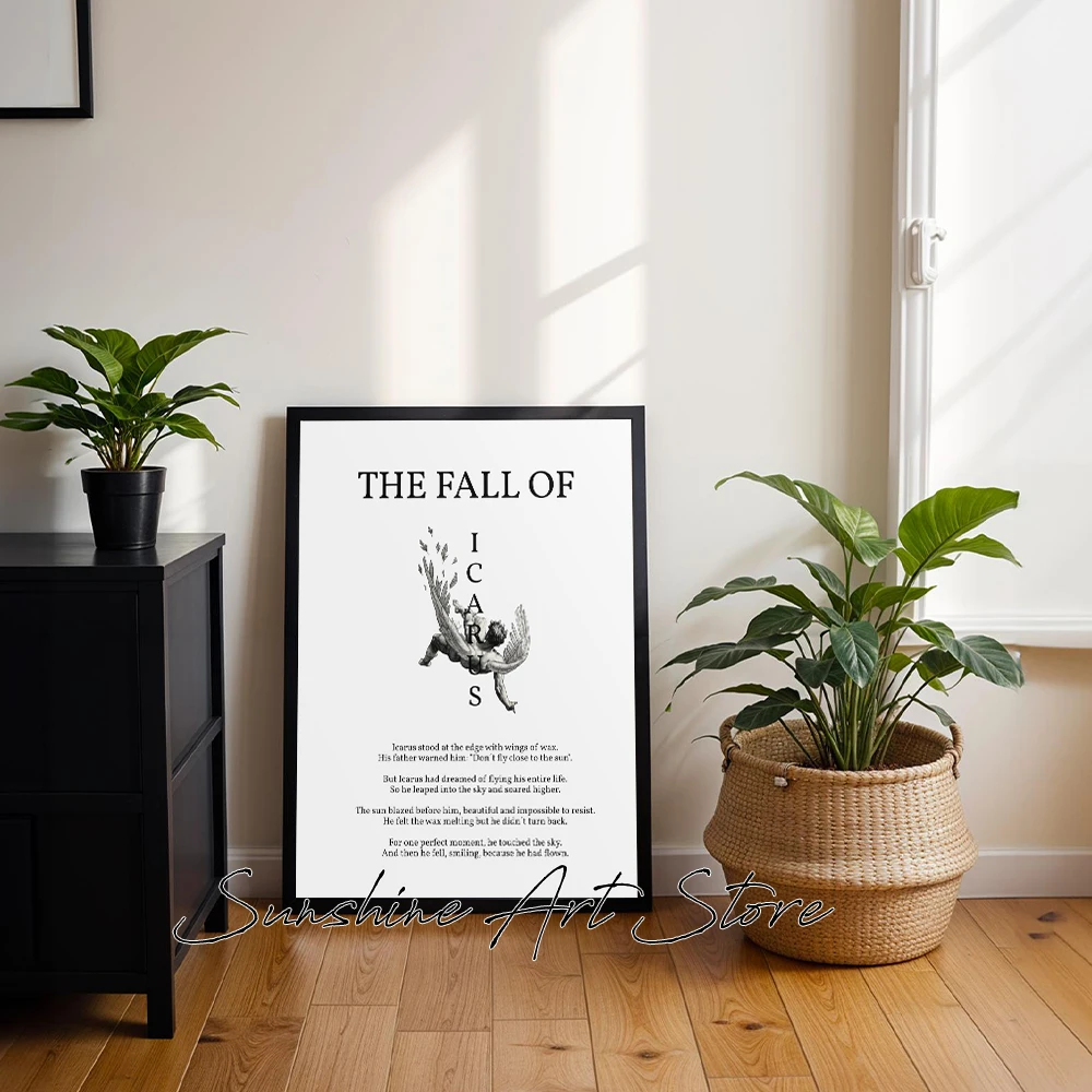 The Fall of Icarus Mythology Inspired The Ancient Myth Poster Canvas Painting Minimalist Office Home Wall Decor Canvas Painting