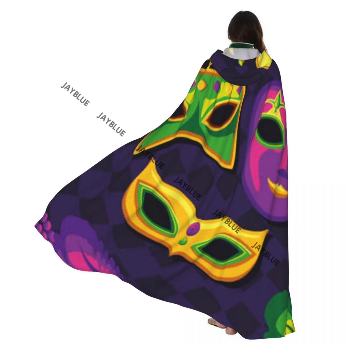 

Adult Cloak Cape Hooded Mardi Gras Masquerade Medieval Costume Witch Wicca Vampire Elf Purim Carnival Party